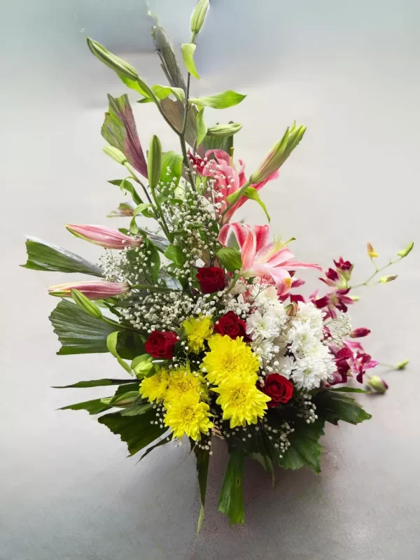 Mixed Lily Chrysanthemum Basket Flower Arrangement