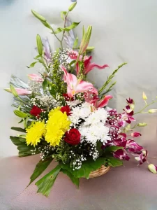 Mixed Lily Chrysanthemum Basket Flower Arrangement