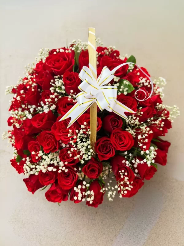 100 Red Roses Basket Arrangement