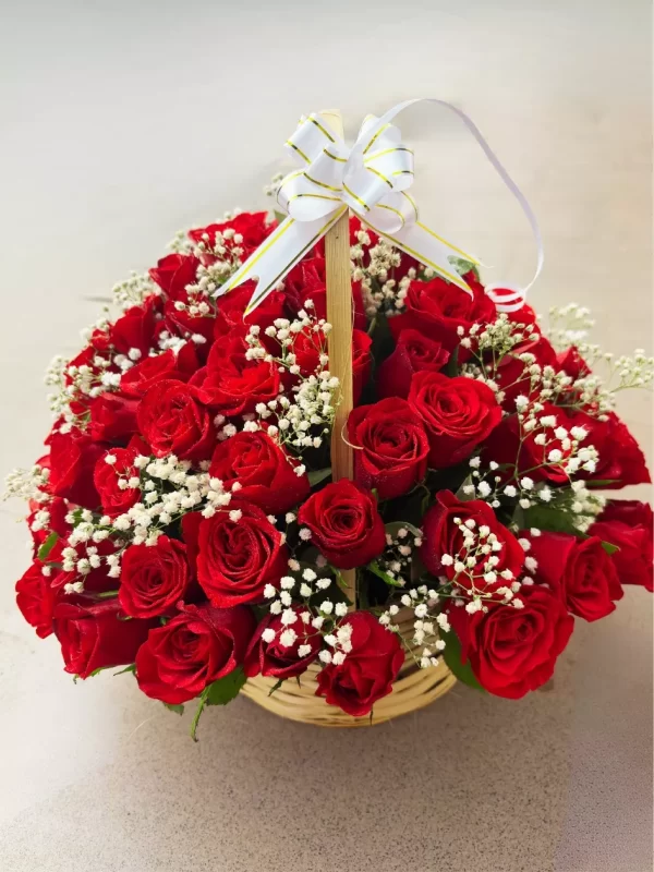 100 Red Roses Basket Arrangement