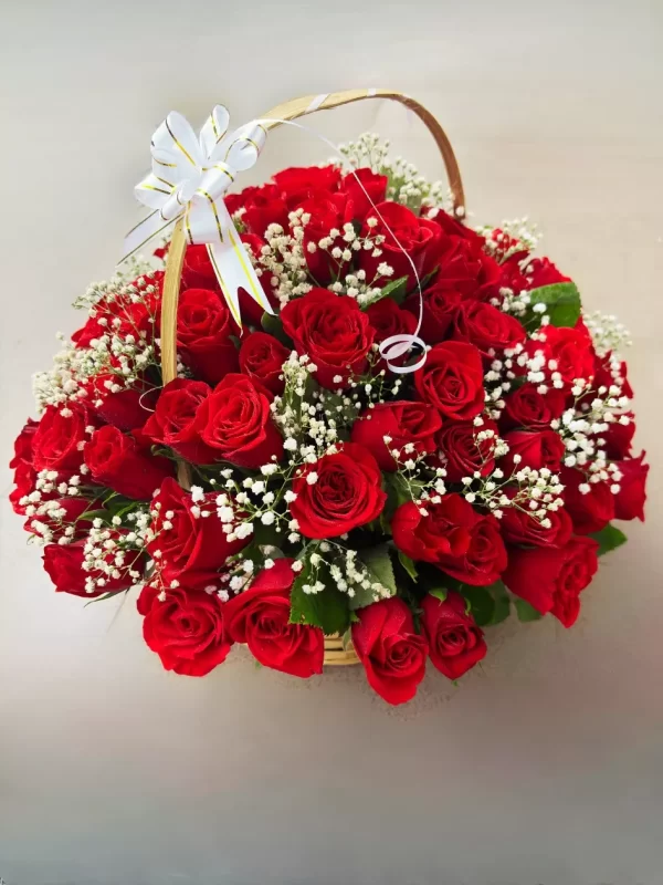 100 Red Roses Basket Arrangement
