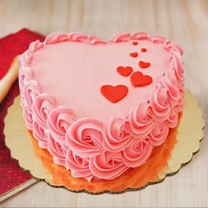 Pink Heart Rose Swirl Cream Cake
