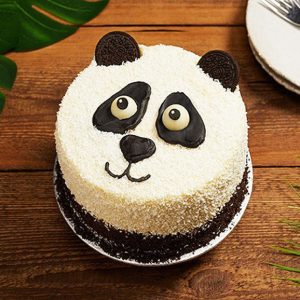 Cute Panda Face Theme Cream Cake