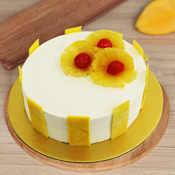 Classic Pineapple Cream Cake with Cherry Topping
