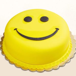 Yellow Smiley Face Fondant Cake