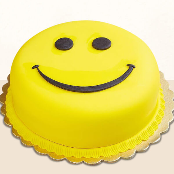 Yellow Smiley Face Fondant Cake