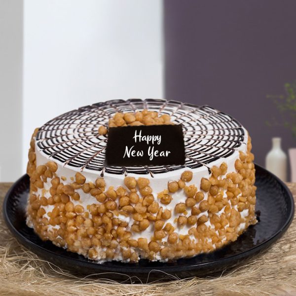 Butterscotch New Year Celebration Cake with Crunch