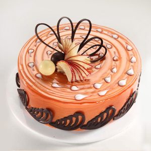 Elegant Orange Cream Cake with Chocolate Decor
