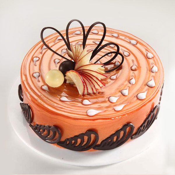 Elegant Orange Cream Cake with Chocolate Decor