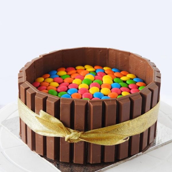KitKat Gems Chocolate Cake With Golden Ribbon