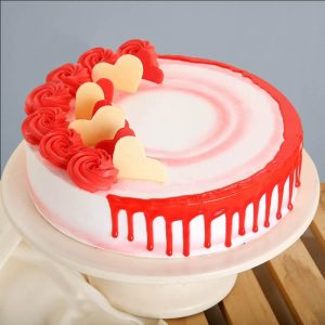Red Heart Drip Cake for Romantic Celebrations