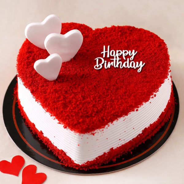 GWCK-1052 Heart-Shaped Red Velvet Birthday Celebration Cake