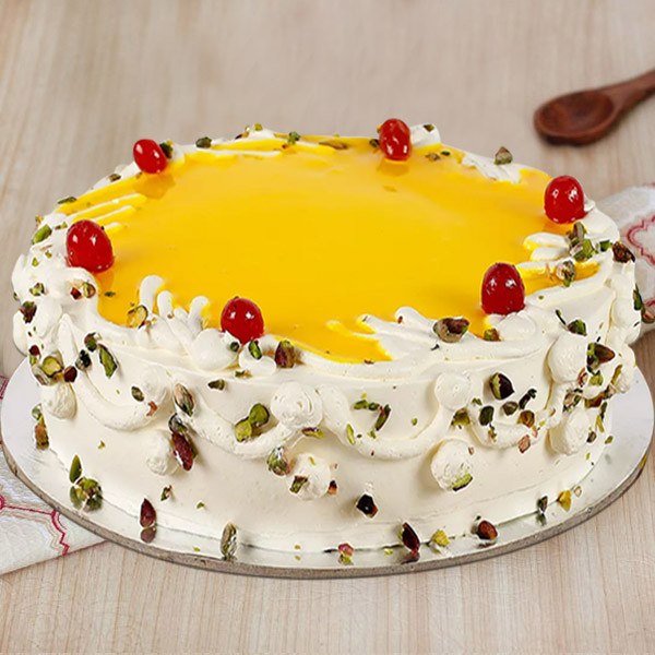Delicious Mango Cream Cake with Cherries
