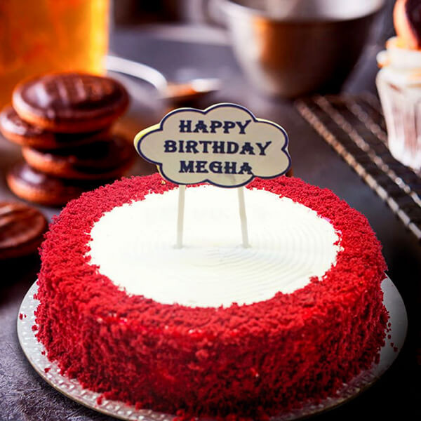 Classic Red Velvet Birthday Cake with Custom Topper