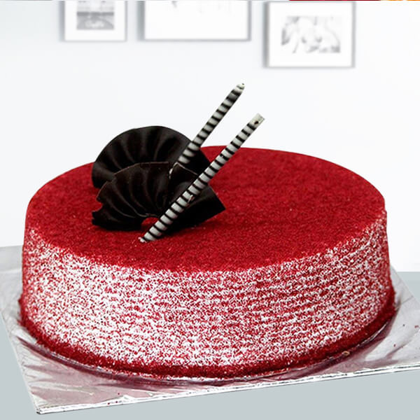 Elegant Red Velvet Cake with Chocolate Garnish