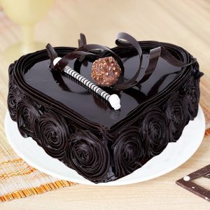 Heart-Shaped Dark Chocolate Rose Cake
