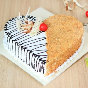 GWCK-1086 Half Crunch Heart Cake with White Cream