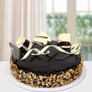 Premium Choco Crunch Cake with White Chocolate Garnish