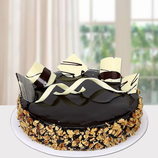 Premium Choco Crunch Cake with White Chocolate Garnish