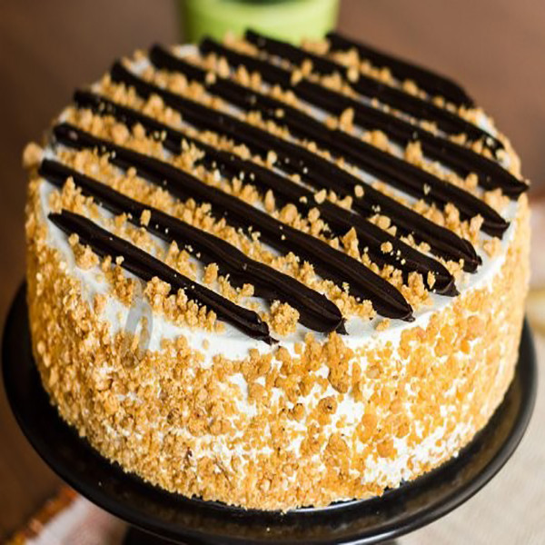 Crunchy Butterscotch Cake with Dark Choco Strips