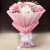 20 Pink Carnation White Mum Bouquet