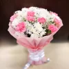 20 Pink Carnation White Mum Bouquet