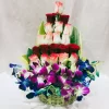 25 Mixed Rose Orchid Basket Arrangement