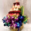 25 Mixed Rose Orchid Basket Arrangement