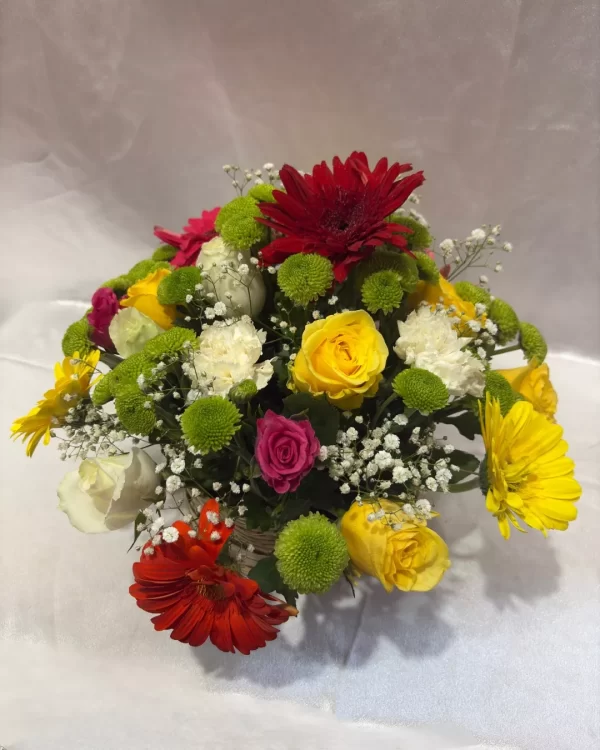 Mixed Gerbera Rose Basket Arrangement