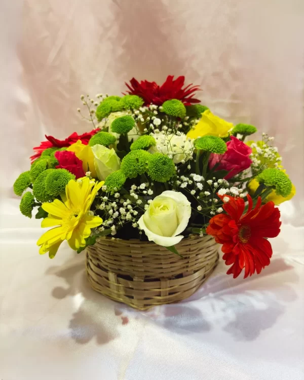 Mixed Gerbera Rose Basket Arrangement