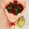 12 Red Roses Bouquet with Chocolates