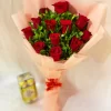 12 Red Roses Bouquet with Chocolates