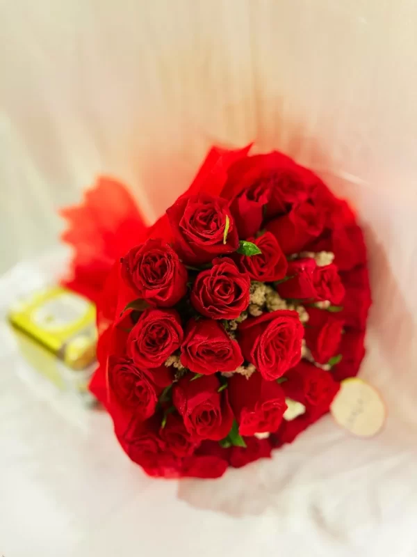 24 Red Roses Bouquet with Chocolates
