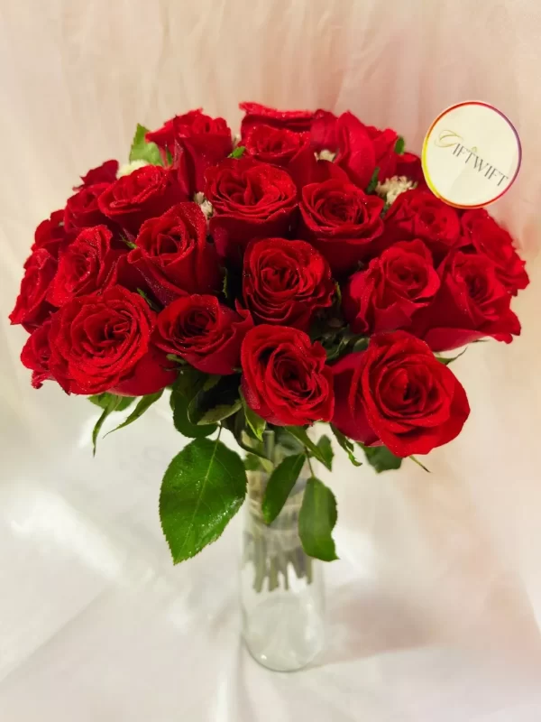 30 Red Roses Glass Vase Arrangement