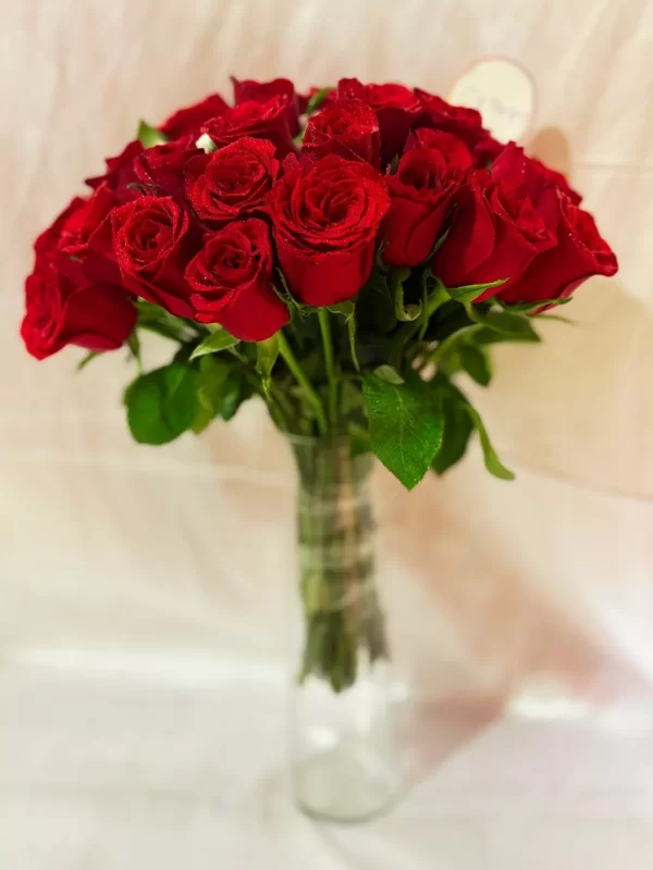 30 Red Roses Glass Vase Arrangement