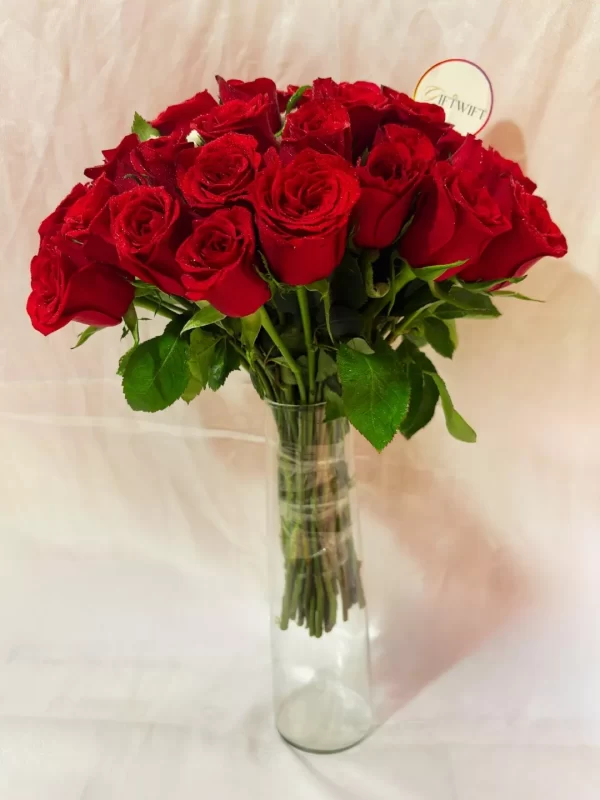 30 Red Roses Glass Vase Arrangement