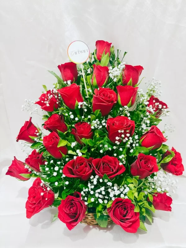 20 Red Roses Basket Arrangement