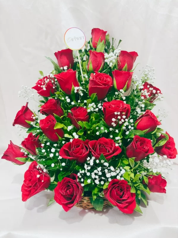 20 Red Roses Basket Arrangement