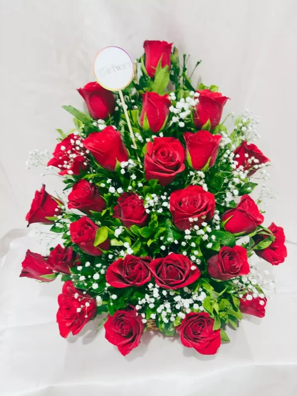 20 Red Roses Basket Arrangement