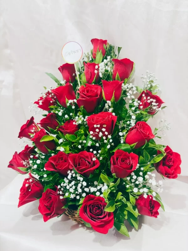 20 Red Roses Basket Arrangement