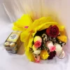 10 Mixed Roses Bouquet with Ferrero Rocher Chocolates