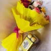10 Mixed Roses Bouquet with Ferrero Rocher Chocolates