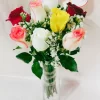 9 Mixed Color Roses Vase Arrangement