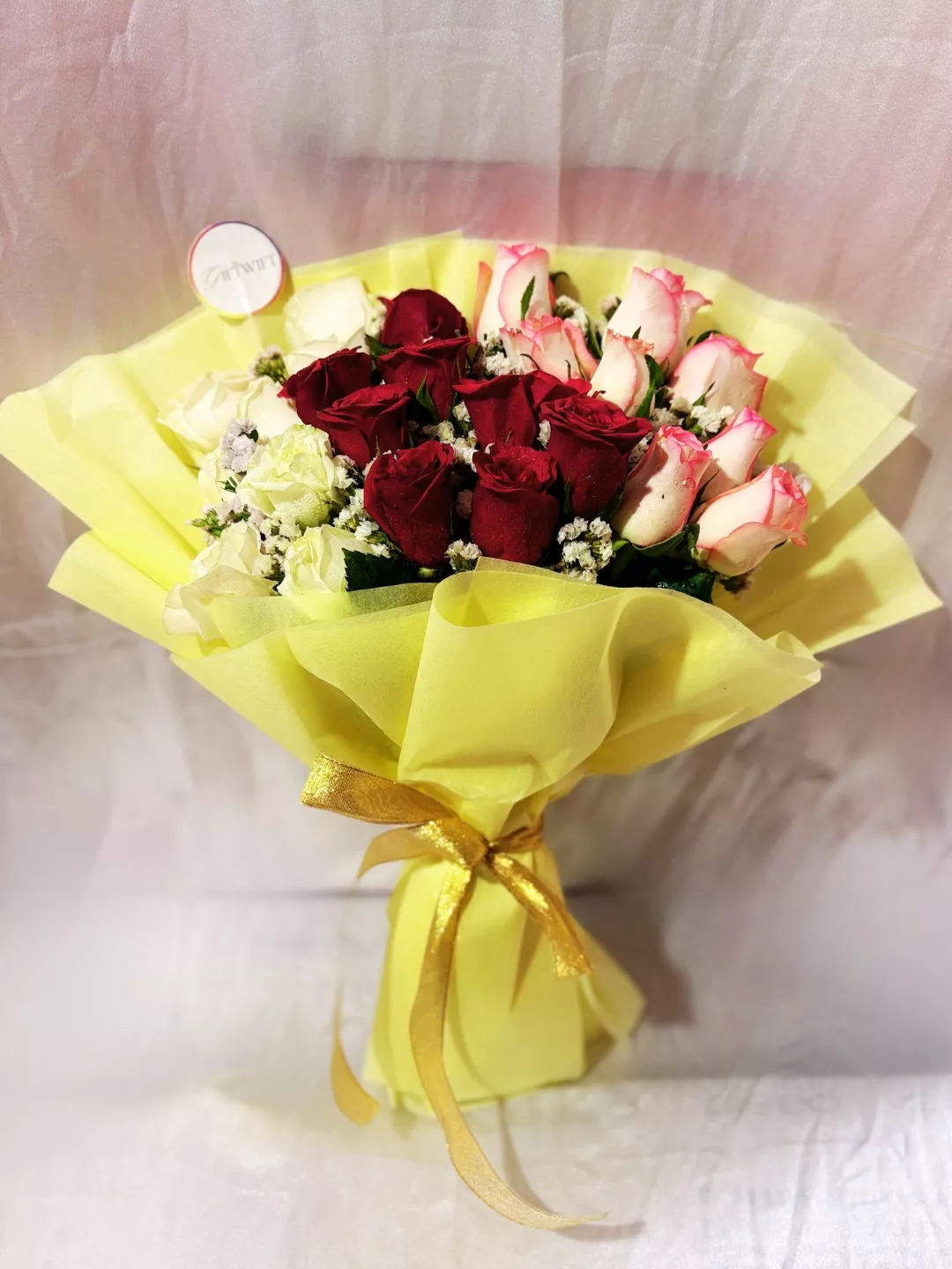 24 Mixed Roses Hand Tied Bouquet