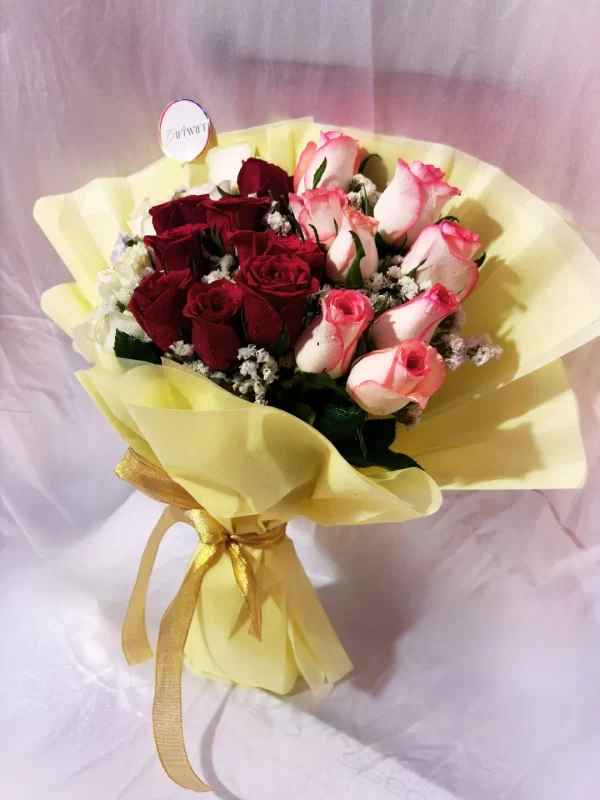 24 Mixed Roses Hand Tied Bouquet