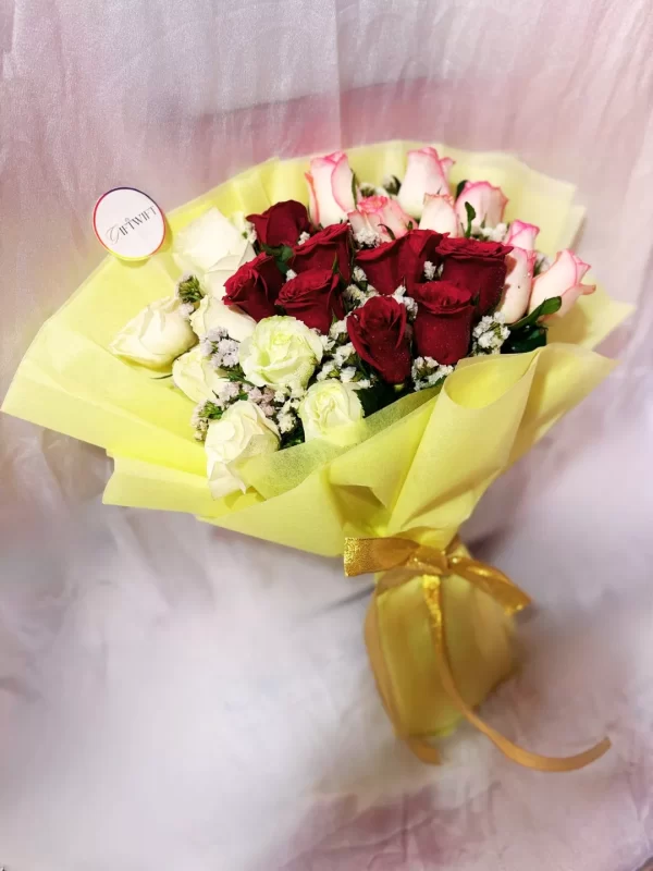 24 Mixed Roses Hand Tied Bouquet