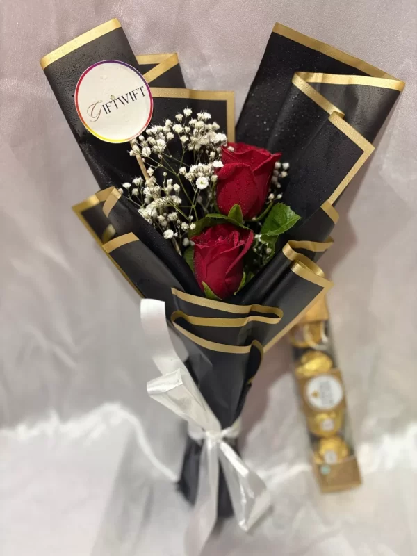 2 Red Roses Luxury Hand Bouquet