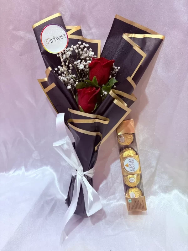 2 Red Roses Luxury Hand Bouquet