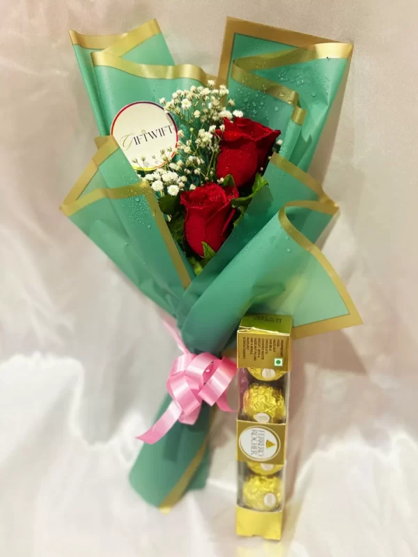 2 Red Roses Chocolate Gift Bouquet