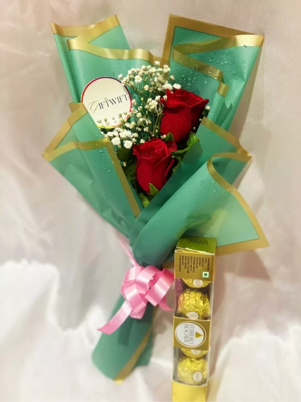 2 Red Roses Chocolate Gift Bouquet